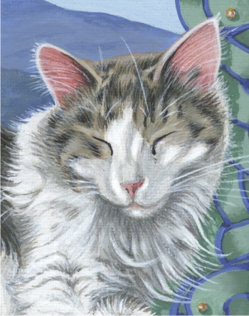 Acrylic painting of a celtic cat