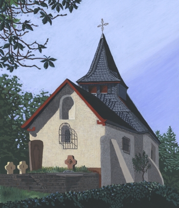 acrylic painting of calmont church